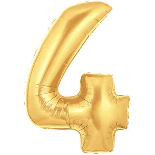 Gold Foil Number Balloon - 4 - Click Image to Close